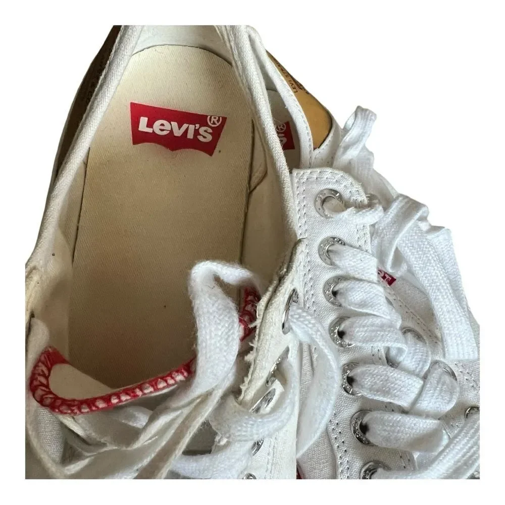 Levi’s White Sneakers Converse-Style with Leather Heel Patch Sz: 9 Mens